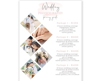 Wedding Photography Price List Template - Marketing Price Guide - Photoshop file