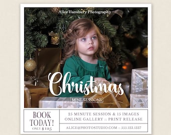 Holiday Mini Session Template, Christmas Mini Session Template, Photography Marketing, Holiday Minis, Photoshop template, Photo Mini Session