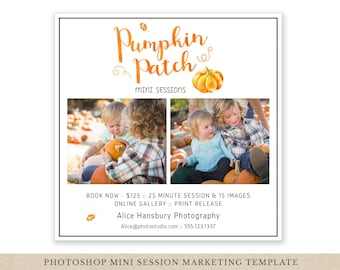 Pumpkin Patch Mini Session Template - Photography Marketing - Pumpkin Farm Autumn Fall Minis - Photoshop file
