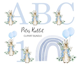 Peter Rabbit Clipart - A-Z - Alphabet - 300dpi PNG - Sublimation - Instant Download