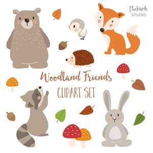 Woodland Clipart - Woodland Animals Clipart - Animal Clipart - Cute Animals - 18 images, 300dpi, PNG - Woodland Clip Art - Instant Download