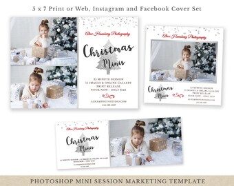 Christmas Mini Session Templates - Holiday Minis - Instagram, Facebook, Photography Marketing, Christmas Minis, Photoshop template