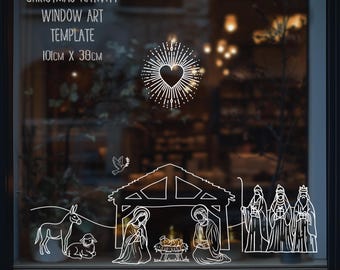 Christmas Nativity Window Art Template: DIY Scene Stencil (PDF Digital Download)