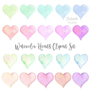 Watercolor Hearts Clipart - Watercolor Clipart - Hearts Clipart - Watercolor Hearts - 20 images, 300dpi, PNG - Watercolor Hearts Clip Art