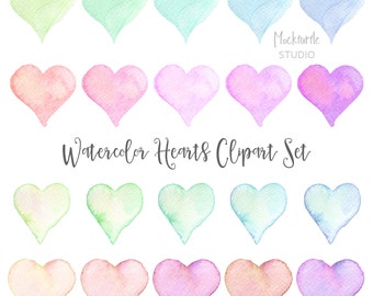 Watercolor Hearts Clipart - Watercolor Clipart - Hearts Clipart - Watercolor Hearts - 20 images, 300dpi, PNG - Watercolor Hearts Clip Art