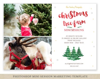 Christmas Tree Farm Mini Session Template - Photography Marketing - Christmas Minis Marketing, Photoshop template, Christmas Tree Farm Minis