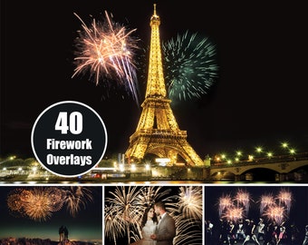 40 Firework Photo Overlays | 4th of July, New Year Photo | Photoshop Digital Effects