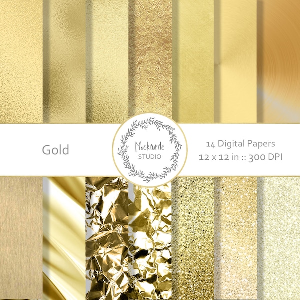 Gold digital paper - Gold clipart, Metallic Scrapbook paper, Gold Digital Paper, Gold Digital Paper, Gold Foil, Gold Glitter, Commercial use