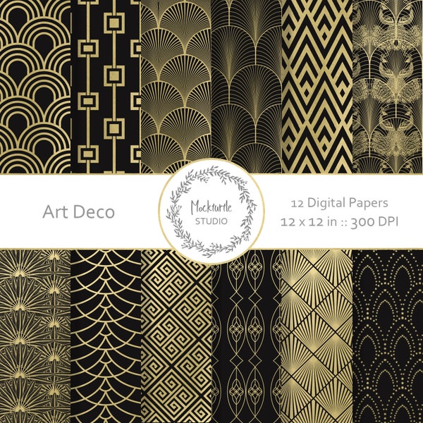 Art Deco digital paper - Art Deco clipart - Scrapbook paper, Art Deco Digital Paper, Art Nouveau Digital Paper, Commercial use