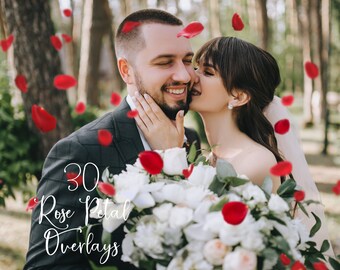 30 Flower Petals Photo Overlays - Rose Petals - Valentine's and Weddings Overlay - Photoshop