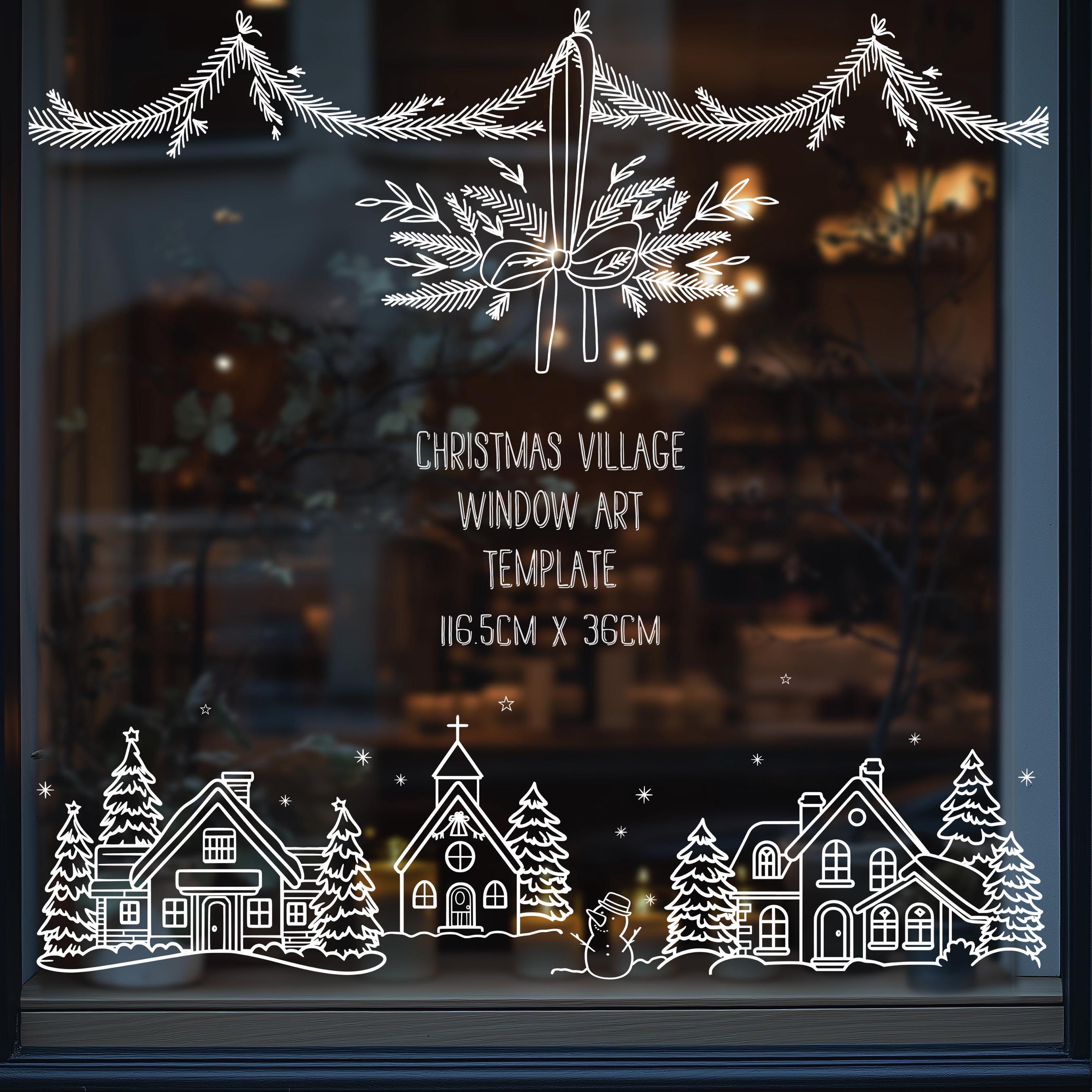 christmas village window art template: diy christmas scene (pdf