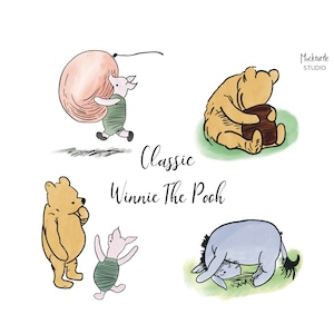 Winnie The Pooh Clipart - Classic Pooh Clipart - Piglet - 5 images, 300dpi, PNG - Pooh Bear Clip Art - Instant Download