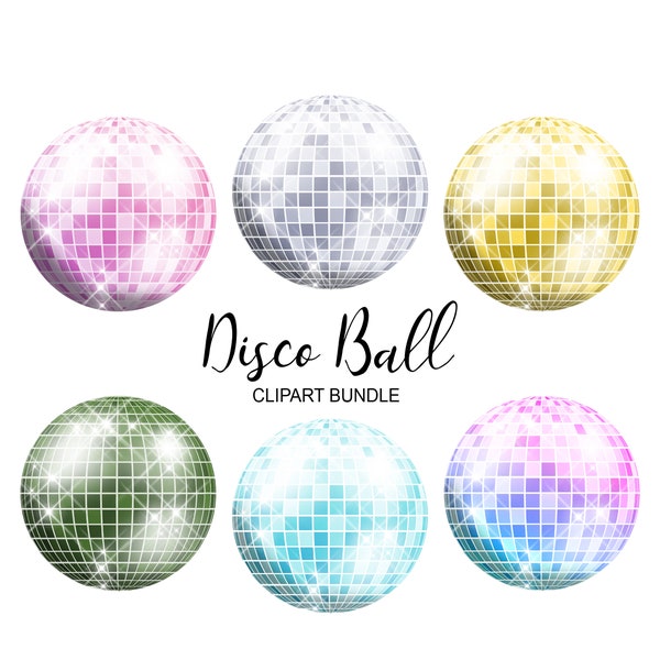 Disco Balls Clipart - 5 images, 300dpi, PNG files - Dance Party Clip Art - Mirror Balls Clipart - Ballroom Dance - Instant Download