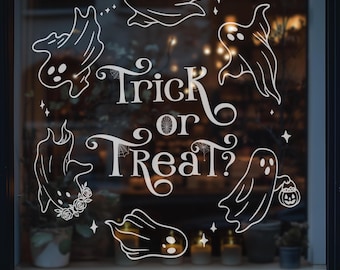 Halloween Wreath Window Art Template | Halloween Stencil Scene |  | Spooky Ghosts | PDF Digital Download