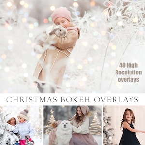 40 Christmas Bokeh Photo Overlays -  Winter Bokeh Photo Overlays - Holiday Photo Overlays - Photoshop Overlays, Digital Bokeh Light Overlays