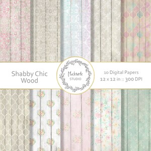 Shabby Chic Wood Digital Paper - Clipart in legno - Scrapbook paper - Wood Scrapbooking - Shabby Chic Wood Texture Digital Paper, Uso commerciale