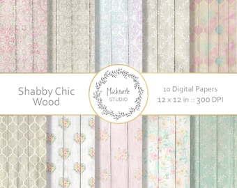 Shabby Chic Wood Digital Paper - Wood clipart - Scrapbook paper - Wood Scrapbooking - Shabby Chic Wood Texture Digital Paper, Commercial use