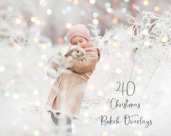 40 Christmas Bokeh Photo Overlays -  Winter Bokeh Photo Overlays - Holiday Photo Overlays - Photoshop Overlays, Digital Bokeh Light Overlays