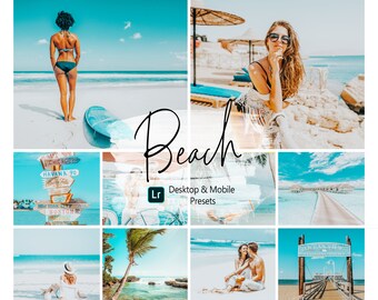 10 Beach Lightroom Presets | Desktop & Mobile | Warm Sunny Tropical | Professional Blogger Instagram Preset