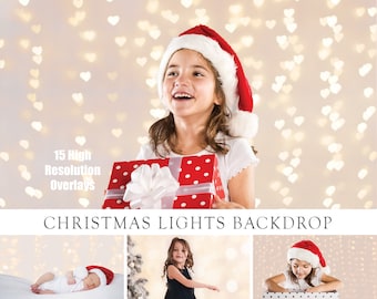 Christmas Lights - 15 Bokeh Lights Digital Backdrop - Photography Photoshop Effects