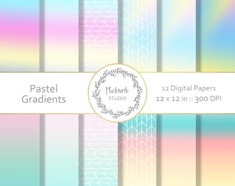 Summer Pastel digital paper - holgraphic gradient clipart - Scrapbook paper, - Pastel Digital Paper - Summer Digital Paper, Commercial use