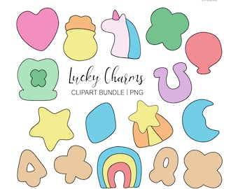 Lucky Charms Clipart - 16 images, 300dpi, PNG  - Irish Clip Art - St Patrick's Day Clipart - Clover Clipart - Party Decor - Instant Download