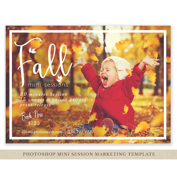 Autumn Mini Session Template - Photography Marketing - Fall Minis Marketing - Fall Marketing Board - Photoshop template - Autumn Fall Minis