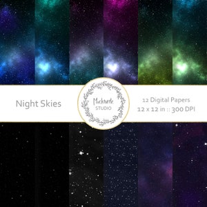 Star Digital Paper - Stars clipart - Scrapbook papier - Galaxy Digital Paper - Night Sky Digital Paper - Nebula - Commercieel gebruik