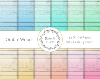 Ombre Rustic Wood digital paper,  Wood clipart, Scrapbook paper, Ombre Wood Digital Paper, Rustic Wood Texture Digital Paper, Wood Scrapbook