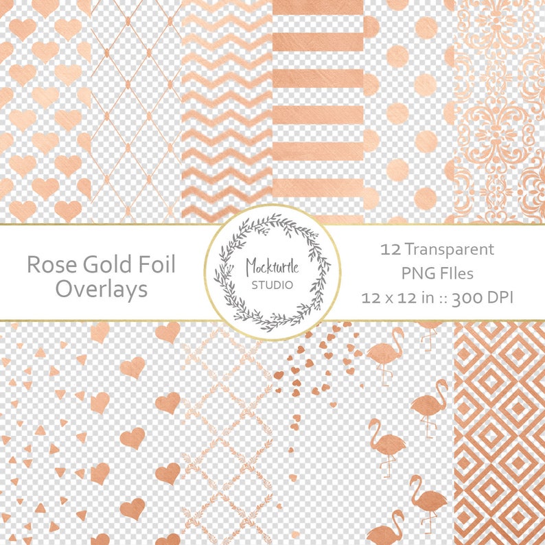 Rose Gold Foil Digital Overlays Transparent Gold Foil Etsy UK