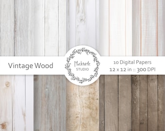 Vintage Wood digital paper - Scrapbook Clipart - Rustic Textures - Commercial Use
