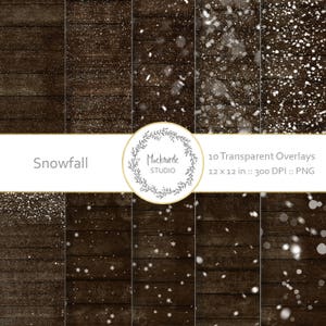 Snow Digital Overlays, Transparent Snow overlay, Scrapbook paper, Snow Photography overlay PNG, Winter overlay Digital papers Snowfall image 1