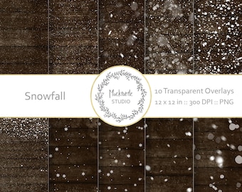 Snow Digital Overlays, Transparent Snow overlay, Scrapbook paper, Snow Photography overlay PNG, Winter overlay - Digital papers - Snowfall