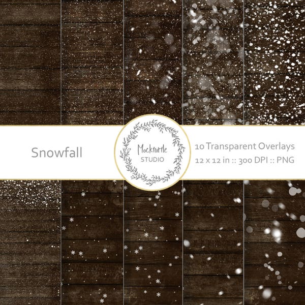 Snow Digital Overlays, Transparent Snow overlay, Scrapbook paper, Snow Photography overlay PNG, Winter overlay - Digital papers - Snowfall