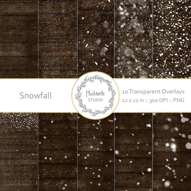 Snow Digital Overlays, Transparent Snow overlay, Scrapbook paper, Snow Photography overlay PNG, Winter overlay Digital papers Snowfall image 1