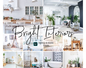 10 Bright Interior Lightroom Presets | Desktop & Mobile | Clean and Bright | Professional Design Preset