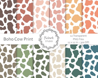 Boho Cow Print Digital Paper: Seamless Animal Skin Pattern (Commercial Use)