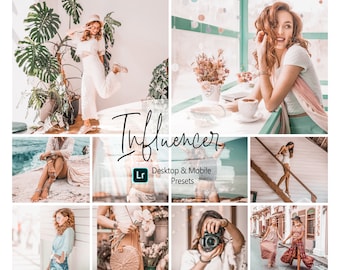 10 Influencer Lightroom Presets | Desktop & Mobile | Warm and Light | Professional Blogger Instagram Preset