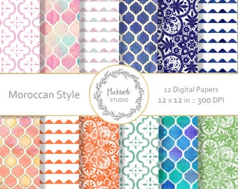 Papier numérique marocain - Clipart Chic marocain - Papier scrapbook, Papier numérique marocain, Papier numérique à motif marocain, Usage commercial