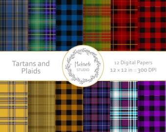 Plaid digital paper -  Plaid clipart - Plaid Clip art - Tartan digital paper - Scrapbook paper - Plaid Digital Paper pack - Commercial use