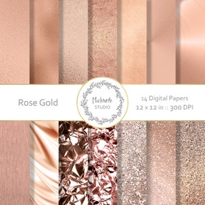 Rose Gold digital paper - Rose Gold clipart - Metallic Scrapbook paper - Rose Gold Digital Paper - Rose Gold Digital Paper - Commercial use