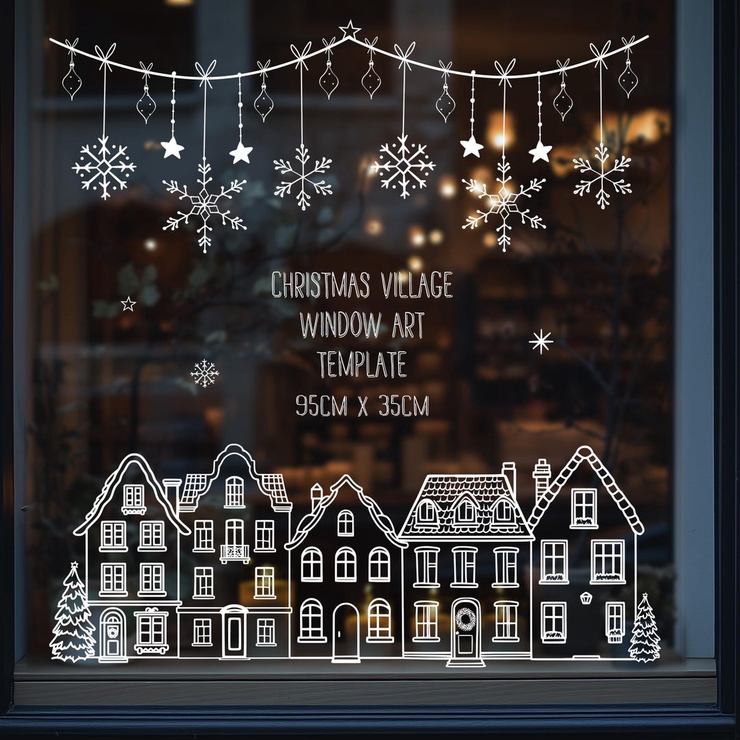 christmas-village-art-template-christmas-scene-christmas-house-snowflake-pdf-digital-download-christmas-window-christmas-stencil-etsy