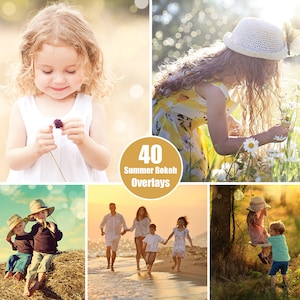 40 Golden Summer Bokeh Photo Overlays- Holiday Photo Overlays - Golden Hour