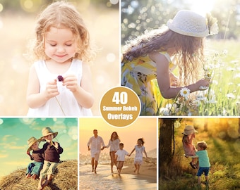 40 superpositions de photos Golden Hour Summer Bokeh - Effets Photoshop pour les fêtes
