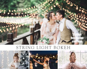 Bokeh String Lights Photo Overlays: 25 Fairy Light Effects (Digital Download)
