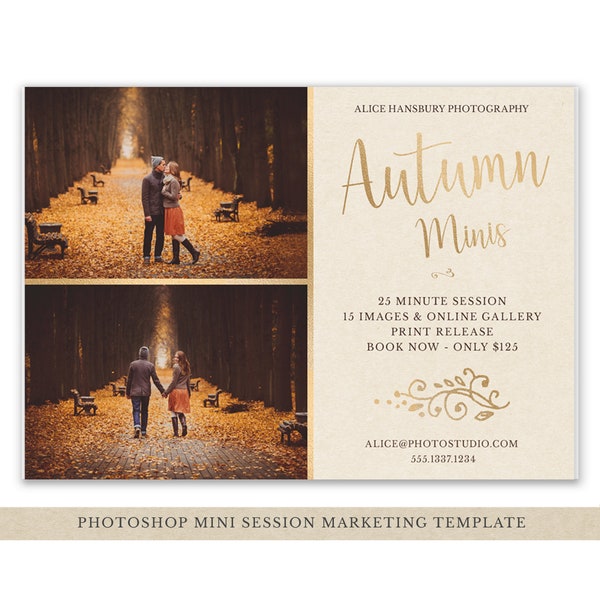 Fall Mini Session Template - Autumn Mini Session Template - Photography Marketing - Fall Minis - Photoshop template - Photo Mini Sessions