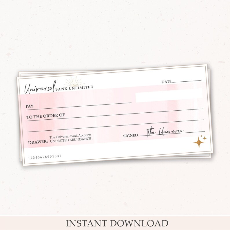 Law of Attraction Check Law of Attraction Cheque - Etsy