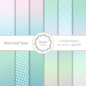 Mermaid digital paper - Mermaid Scales clipart - Scrapbook paper, Mermaid Digital Paper, Mermaid Digital Paper, Commercial use