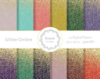 Glitter Ombre digital paper - Glitter Ombre - Scrapbook paper - Glitter Ombre Digital Paper - Glitter Digital Paper - Commercial use