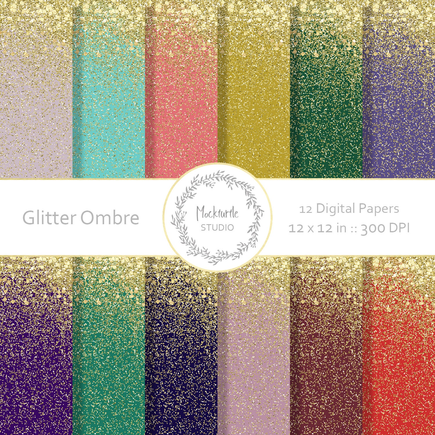 16 Seamless Red Glitter Digital Papers Commercial Use Shimmering